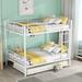 Full over Full Metal Bunk Bed with Trundle Bed and Safety Full-Length Guardrail, Save Space or Split into 2 Beds Design