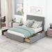 Full Size Velvet Upholstery Platform Bed w/ Drawers & Headboard