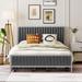 Full Size Gray Linen Fabric Metal Upholstered Bed w/ 4 Drawers Storage Bed