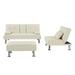 Fabric Folding Sofa Bed with 2 Cup Holders Removable Armrest and Metal Legs Single Sofa Bed with Ottoman