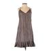 Rebecca Taylor Casual Dress - Mini V Neck Sleeveless: Gray Print Dresses - Women's Size 2
