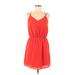 Banana Republic Cocktail Dress - Mini V Neck Sleeveless: Red Print Dresses - Women's Size 6