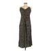 Sandro Casual Dress - Midi V Neck Sleeveless: Black Leopard Print Dresses - Women's Size 40