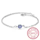 Luxus 925 Sterling Silber Armbänder Cz Kristall Charme Armband Blau Emaille Glück Auge Perlen