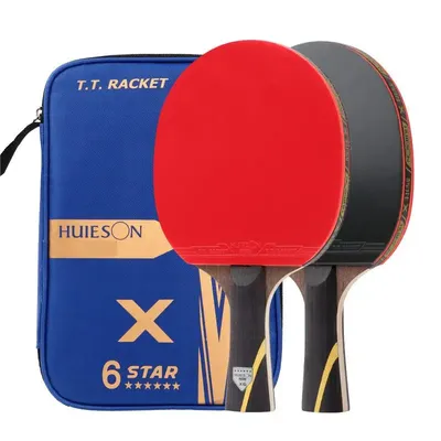 HUIESON 6 Sterne 2 Stücke Carbon Tischtennis Set Super Leistungsstarke Ping Pong Raet Bat Für Erwachsene Club Training Neue Verbesserte Image