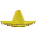 Mexican Sombrero with Pom Pom Edging - Yellow - Single