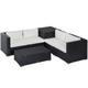 Outsunny 6PC Rattan Corner Sofa Set Wicker 4 Seater Garden Storage Coffee Table Conversation Ottoman Outdoor Weave Furniture w/ Cushion Black