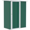 Outsunny 5ft x 3ft Garden Metal Storage Shed, Outdoor Tool Shed with Sloped Roof, Lockable Door for Equipment, Bikes, Green