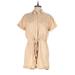 Bella Dahl Romper Collared Short sleeves: Tan Print Rompers - Women's Size Small