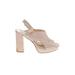 Vince Camuto Heels: Tan Solid Shoes - Women's Size 10 - Peep Toe