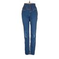 Wax Jean Jeans - Mid/Reg Rise Skinny Leg Boyfriend: Blue Bottoms - Women's Size 1 - Stonewash