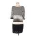 Zara Basic Casual Dress - Shift Scoop Neck 3/4 sleeves: Ivory Color Block Dresses - Women's Size Medium