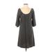 BCBGMAXAZRIA Casual Dress - A-Line Scoop Neck 3/4 sleeves: Gray Print Dresses - Women's Size Small