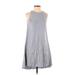 Theory Casual Dress - Mini Crew Neck Sleeveless: Gray Print Dresses - Women's Size 0