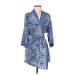 In Bloom by Jonquil Casual Dress - Mini V-Neck 3/4 sleeves: Blue Dresses - Women's Size Small