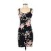 Shein Casual Dress - Mini V Neck Sleeveless: Black Print Dresses - Women's Size 6