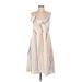 Shoshanna Casual Dress - A-Line V-Neck Sleeveless: Ivory Stripes Dresses - Women's Size 4