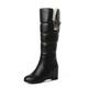 LeaHy Women's Winter Boots Ladies Fashion Warm Fur Lined Snow Boots Platforms Wedge Side Zip Mid Calf Boots,Black,8 UK