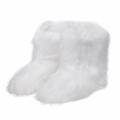 Furry Boots for Women Fuzzy Fluffy Snow Boot Faux Fur Colorful with Round Toe Water Resistant Flat Shoes Rubber Sole for Girls Outdoor Christmas Fashion Party Gifts（Artificial Fox Fur/Pure White/5）