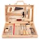 Kids Wooden Tool Set Toy Wooden Tool Box Tool Kit Role Play Montessori Mock Disassembly Construction Toys Realistic Garden Play Set with Box Case and Tool Accessories for Boys Girls Ages 3+