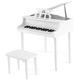 COSTWAY 30 Keys Kids Piano, Classical Toddler Mini Grand Pianos with Bench and Music Stand, Musical Instrument Toy Gift for Boys Girls (White)