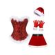 Kaerm Women's Sexy Christmas Costume Mrs Santa Velvet Corset Tube Top with Mini Skirt Outfits A Red 3XL