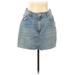 Topshop Denim Mini Skirt Mini: Blue Print Bottoms - Women's Size 10