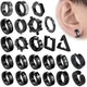 Boucles d'oreilles clip d'oreille en acier au titane punk pour hommes et femmes motif imprimé