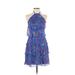 Saloni Casual Dress - A-Line Halter Sleeveless: Blue Dresses - Women's Size 4
