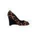 Stuart Weitzman Wedges: Brown Leopard Print Shoes - Women's Size 8 - Peep Toe