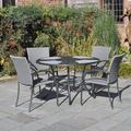 Kettler USA Pilano Weave 4-Person Outdoor Dining Set w/ 48" Round Table Metal in Gray | 48 W x 48 D in | Wayfair A0981-0245K1