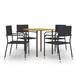 George Oliver Dining Table & Chairs Furniture Set Poly Rattan Wood/Wicker/Rattan in Black | 59.1 W x 35.4 D in | Outdoor Furniture | Wayfair