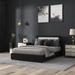 Bonzy Home Vegan Leather Upholstered Metal Slat Bed w/ LED Light, USB Port & 4 Drawers Metal in Black | 36.6 H x 55.7 W x 77.2 D in | Wayfair
