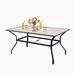 Wildon Home® Dining Table, Outdoor Large Rectangular Metal Table w/ Umbrella Hole & Wood-Look Tabletop | 28.75 H x 59.75 W x 37 D in | Wayfair