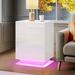 Wrought Studio™ Gundars 3 Drawers Wood Nightstand w/ App/Remote Controlled RGB LED Lights Wood in White | 26.8 H x 19.7 W x 15.7 D in | Wayfair