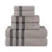 Latitude Run® Ilseruth Zero Twist Cotton Ribbed Modern Geometric Border Soft 6 Piece Bathroom Towel Set 100% Cotton in Gray | 30 W in | Wayfair