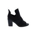 G.C. Shoes Heels: Slip On Chunky Heel Casual Black Solid Shoes - Women's Size 8 1/2 - Open Toe