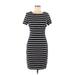 Banana Republic Factory Store Casual Dress - Sheath Scoop Neck Short sleeves: Black Stripes Dresses - Women's Size 6