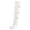 Overkneestiefel "High-Heel-Stiefelette mit Plateau", Damen, Gr. 44, weiß, Lacklederimitat, LASCANA BELLE AFFAIRE, glänzend, unifarben, sexy, Schuhe Reißverschlussstiefel Schnürstiefel High Heel Stiefel Overknee-Stiefel, erotische Lack-Optik, mit...