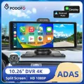 Podofo 10.26 "4k Dash Cam Adas Wireless Carplay & Android Auto Auto DVR Rückfahr kamera Dashboard