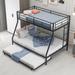 Steel Twin Over Full Bunk Bed with Twin Size Trundle & Twin Trundle