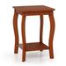 15 Inch 2-Tier Square End Table with Storage Shelf-Walnut - Multi