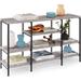 4-Tier 55in Rustic Large Console Table,Industrial Sofa Table Storage
