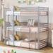 Metal Triple Bunk Bed with Built-in Ladder & Guardrails Twin Size Bunk Bed for Kids, Teens, Can Be Divided into 3 Separate Beds