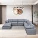Wedge Sectional Sofa Sets Modern Modular Arm Chair Couch, Ottoman Grey Chaise Lounge Sofa Linen Recliner Settee for Living Room
