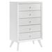 Zoe 48 Inch Tall Chest, 5 Drawers with Crystal Knobs, Wavy Design, White