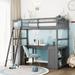 Twin size Loft Bed with Drawers, Cabinet, Shelves and Desk, Wooden Loft Bed with Desk