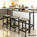 Counter Height Extra Long Dining Table Set with 3 Stools Pub Kitchen Set Side Table with Footrest