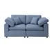 Blue Modern Loveseat Upholstered Sofa, Linen Fabric Couch Tufted Loveseat with Removable Cushions for Small Apartment