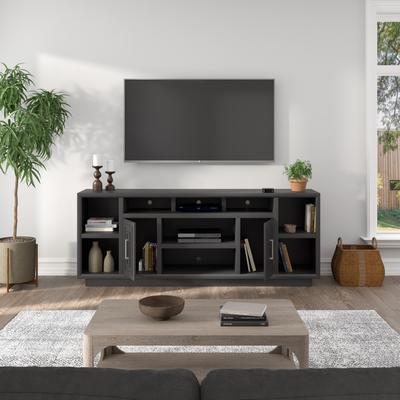 Bridgevine Home Sunset 83 inch TV Console for TVs up to 95 inches, No Assembly Required, Black Finish